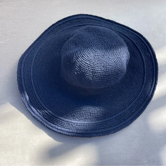 SAN DIEGO HAT COMPANY BALI COTTON CROCHET SUN HAT - NAVY - Picture 1 of 7